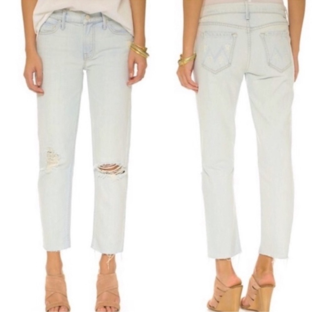 MOTHER Light Wash Cropped Ankle Jeans